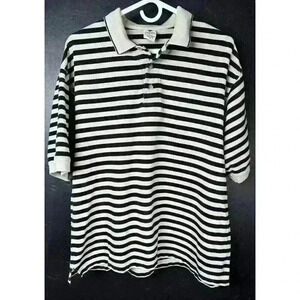 Columbia Shirt Men Size Large Black Striped Polo Short Sleeve